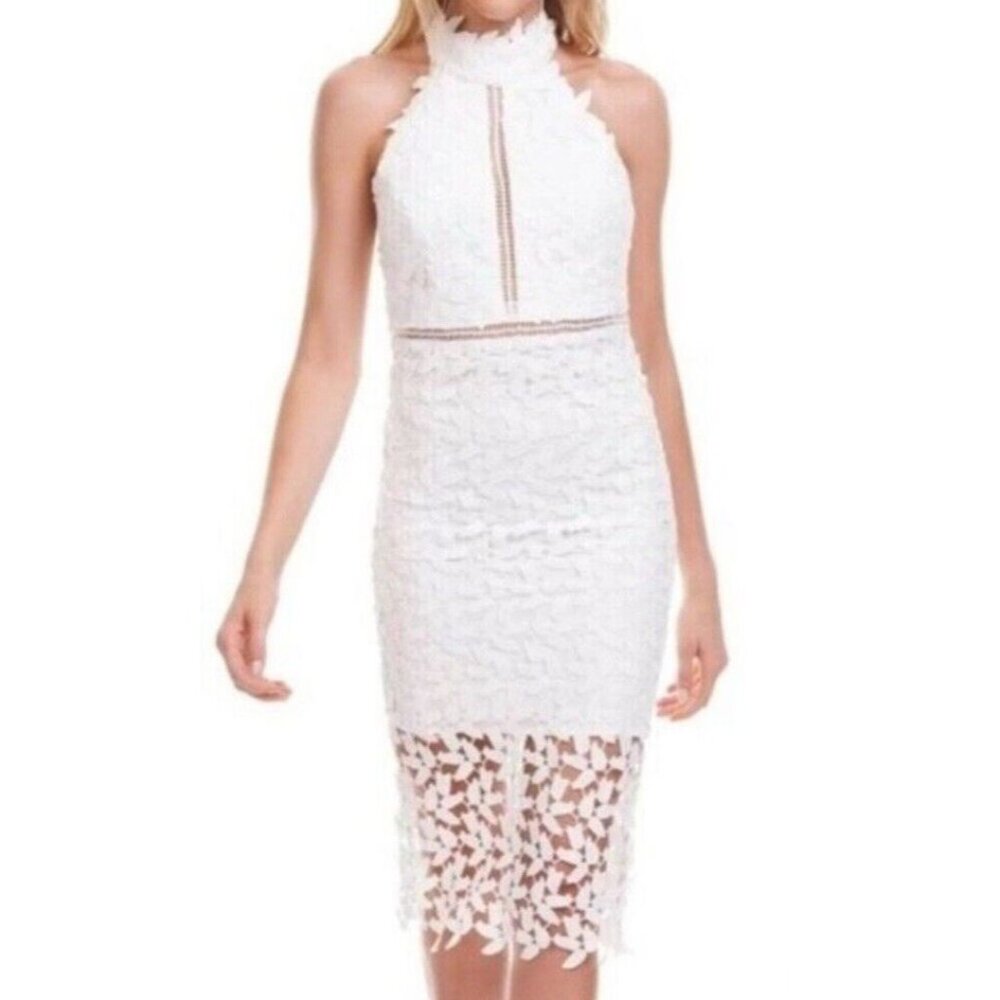 Bardot White Lace Halter Dress